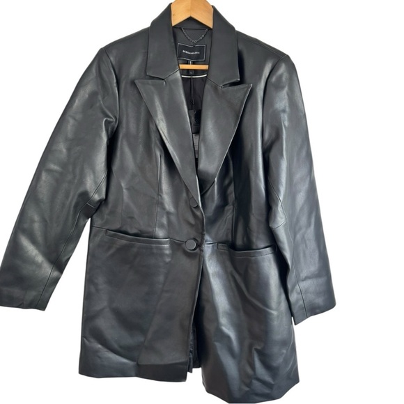 New! BCBGMax‎ Azria Vegan Leather Oversized Blazer Jacket - Picture 3 of 8